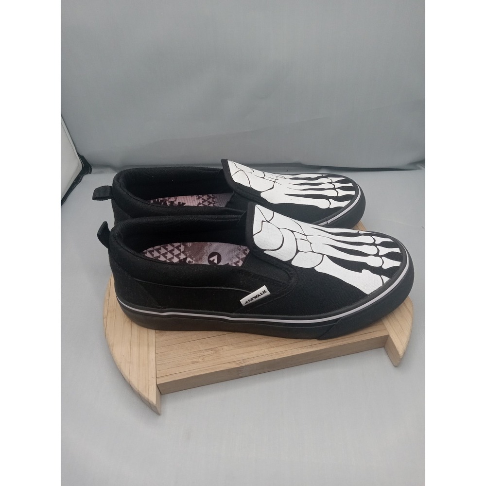 BOY'S AIRWALK-SIDEKICK CANVAS FABRIC SKELATON SLIP‎ ON BLACK ATHLETIC Shoes Sz 5 - Picture 8 of 16